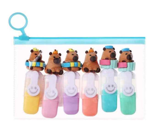 Комплект 6 бр. цветни маркери Капибара