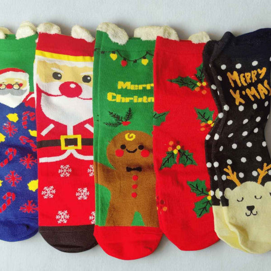 Коледен подаръчен комплект – 5 чифта тематични чорапи в луксозна кутия