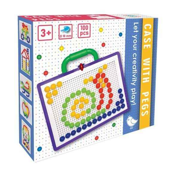 Креативен комплект – Монтесори мозайка със 100 цветни пинчета