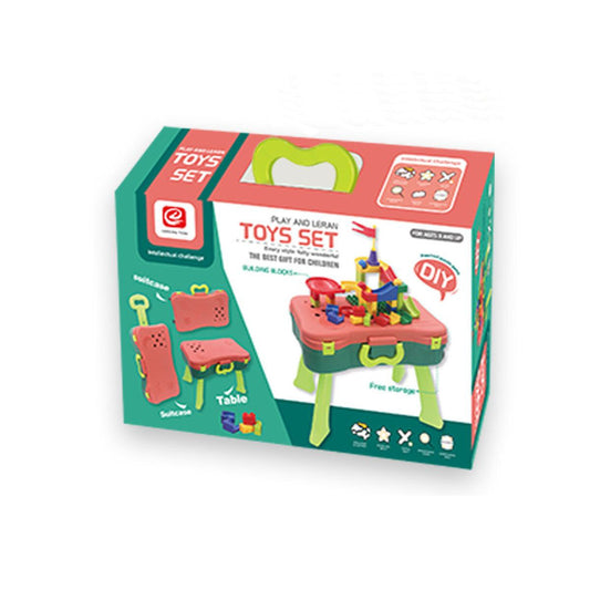 Детска масичка-куфарче с конструктор 2 в 1 – Play & Learn DIY Set