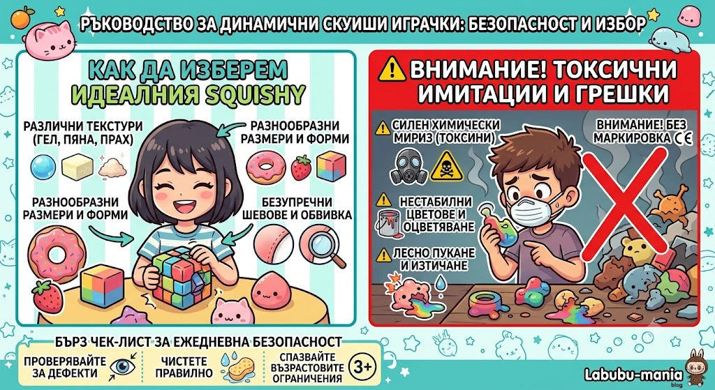 Ръководство за скуиши безопасност: Как да разпознаваме некачествените играчки и кои TikTok трендове са опасни