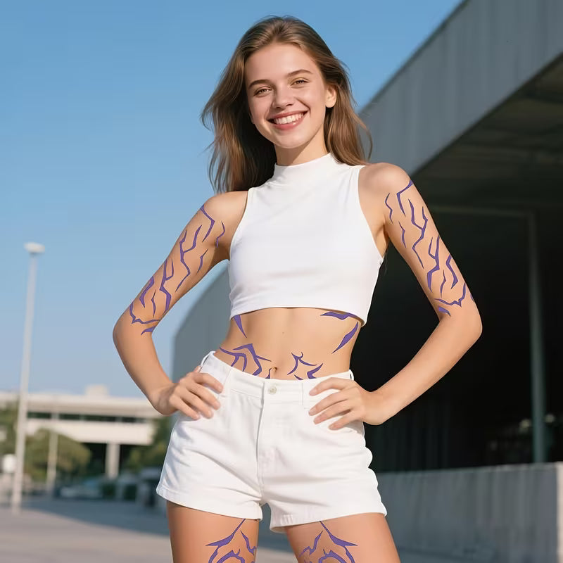 4 броя Големи Лилави K-Pop Татуировки – K-pop Demon Hunters