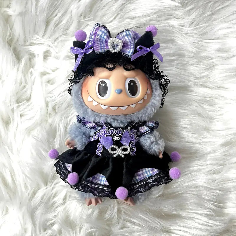 Рокля за Labubu Kuromi (черно и лилаво)
