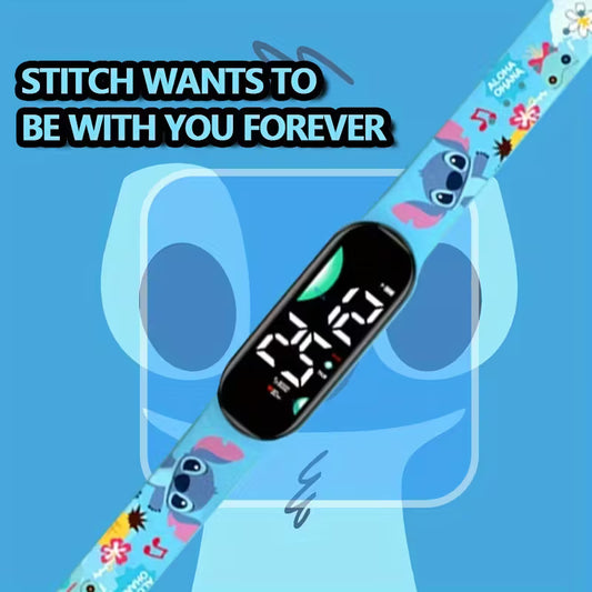 ⭐ Детски LED часовник Stitch – цветен, лек и супер удобен
