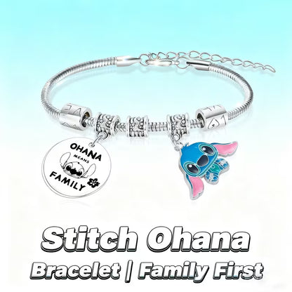 Гривна със Стич „Ohana Means Family“ – с чармове