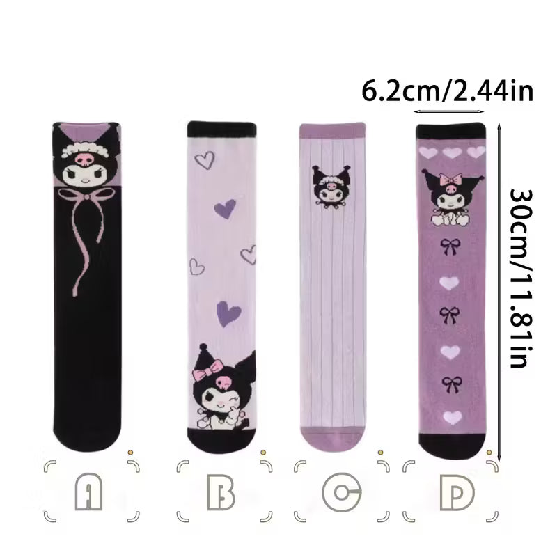 Сет от 4 чифта Kuromi чорапи  – стил за фенове