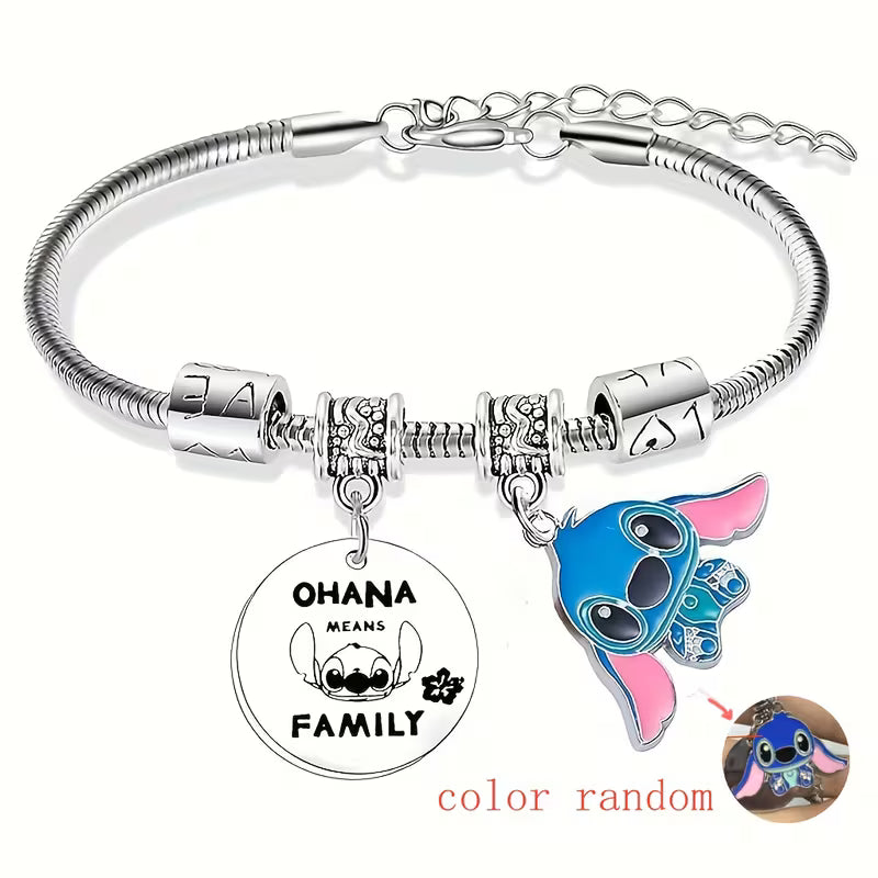 Гривна със Стич „Ohana Means Family“ – с чармове