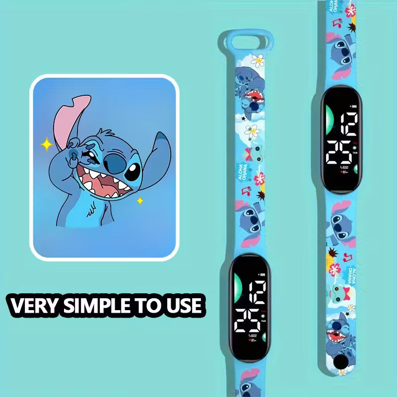 ⭐ Детски LED часовник Stitch – цветен, лек и супер удобен