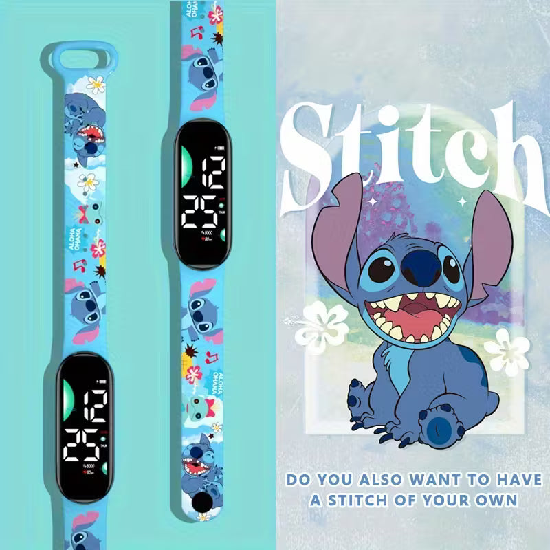 ⭐ Детски LED часовник Stitch – цветен, лек и супер удобен