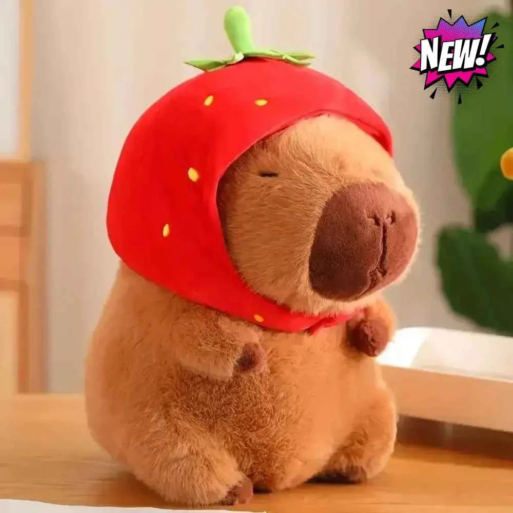🍓🐾 Плюшена Капибара „Ягодка“ – 20 см | Strawberry Capybara Plush