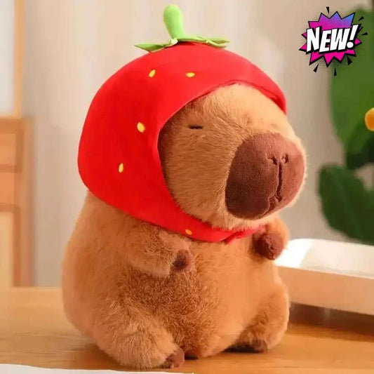 🍓🐾 Плюшена Капибара „Ягодка“ – 20 см | Strawberry Capybara Plush