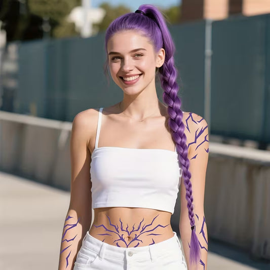 4 броя Големи Лилави K-Pop Татуировки – K-pop Demon Hunters