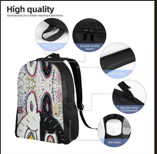 Раница Labubu – Черно & Бяло Графити Дизайн