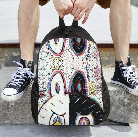 Раница Labubu – Черно & Бяло Графити Дизайн