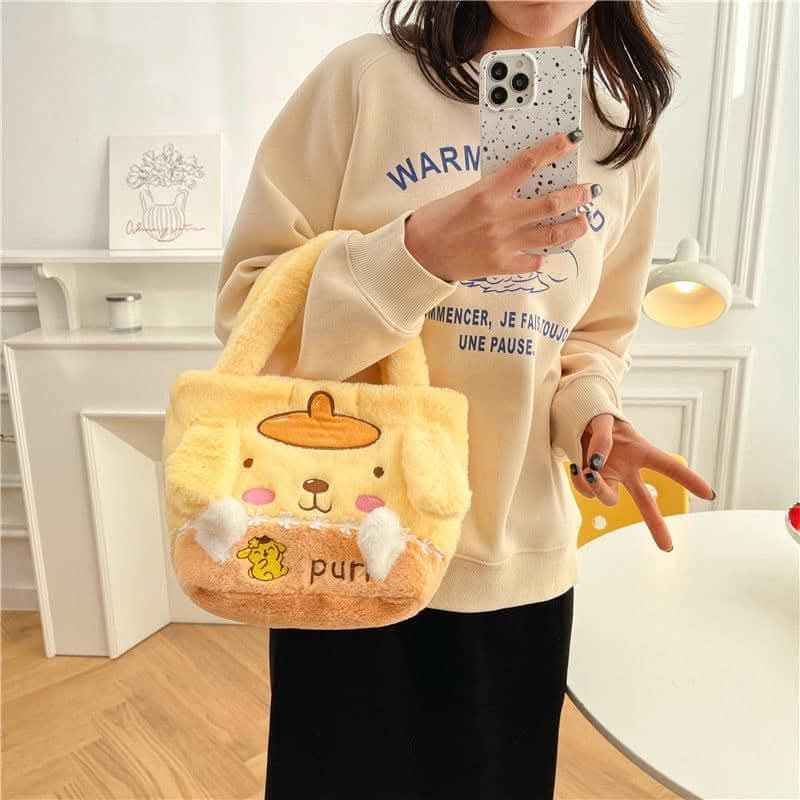 Плюшени чантички със Sanrio герои - Kuromi, My Melody, Cinnamoroll и Pompompurin