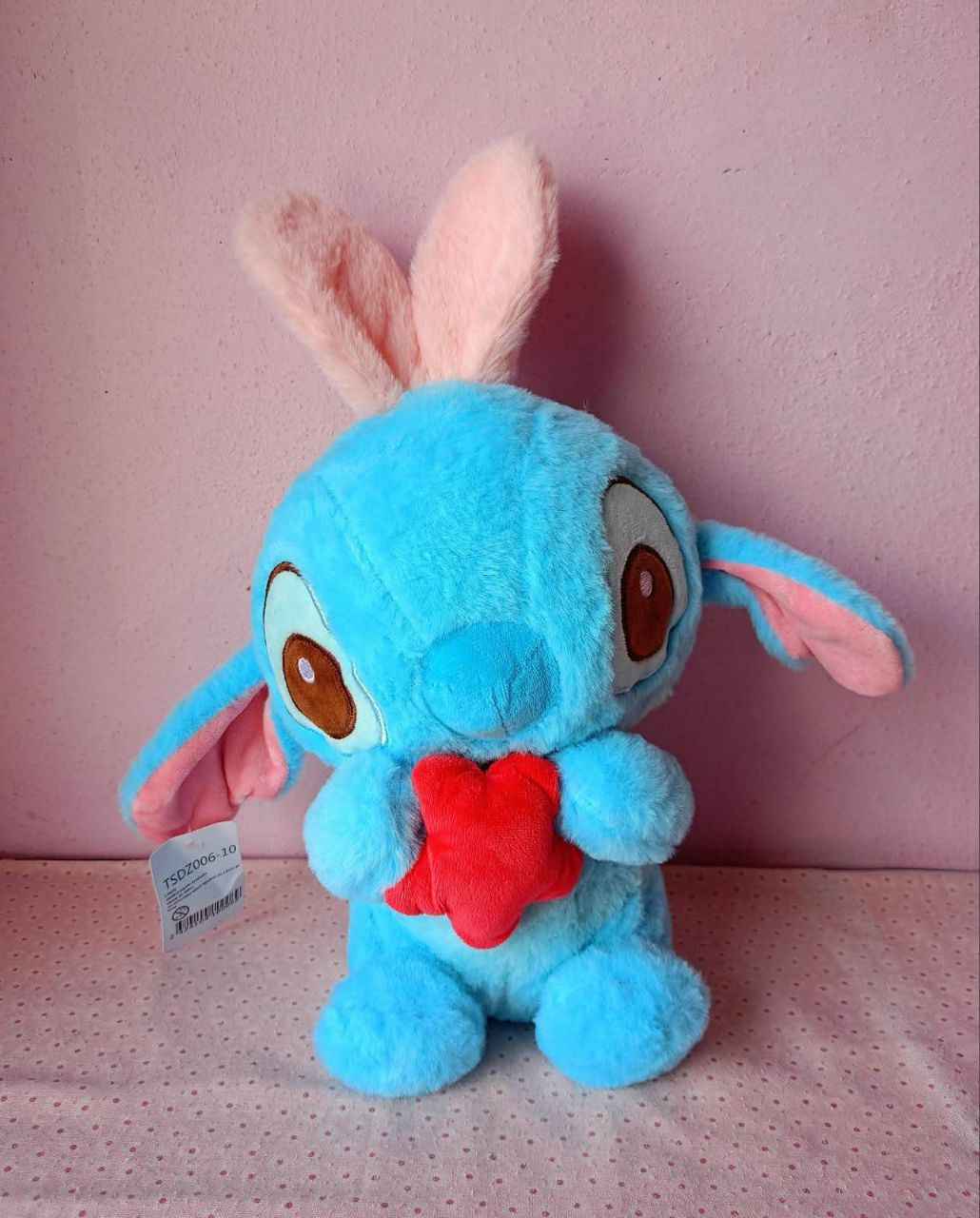 Плюшени играчки Stitch и Angel с червено сърце – 28 см