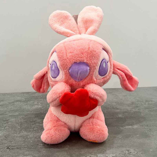 Плюшени играчки Stitch и Angel с червено сърце – 28 см