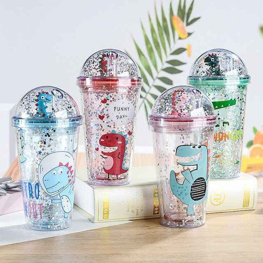 Блестяща чаша с динозавър и сламка – Funny Dino Cup