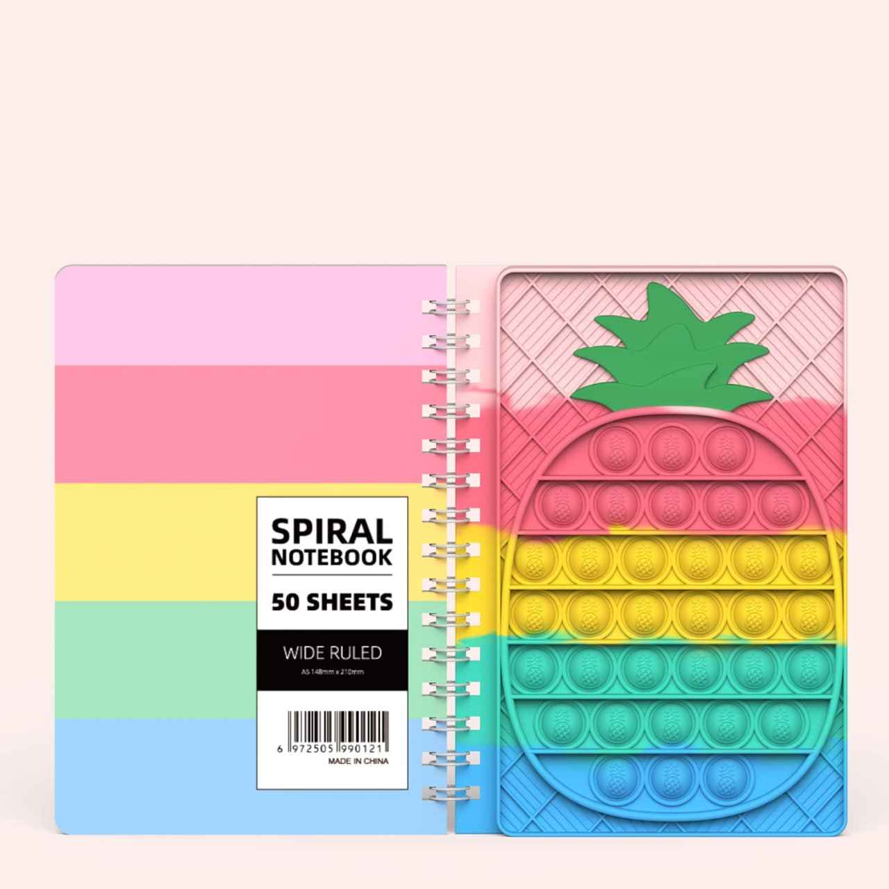 Pop It тефтер Ананас – цветен антистрес тефтер за деца и ученици