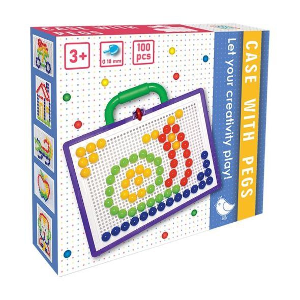 Креативен комплект – Монтесори мозайка със 100 цветни пинчета