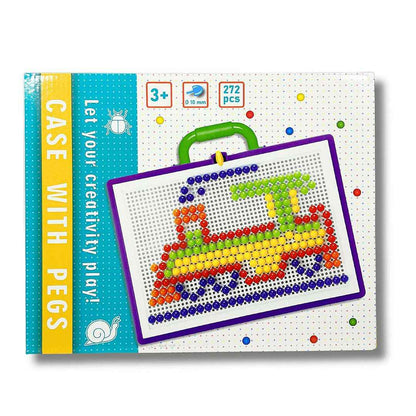 Креативен комплект Монтесори мозайка в куфарче – 272 цветни пинчета