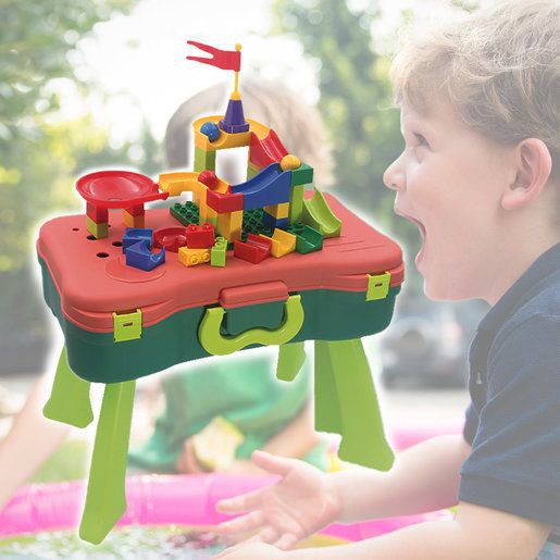 Детска масичка-куфарче с конструктор 2 в 1 – Play & Learn DIY Set