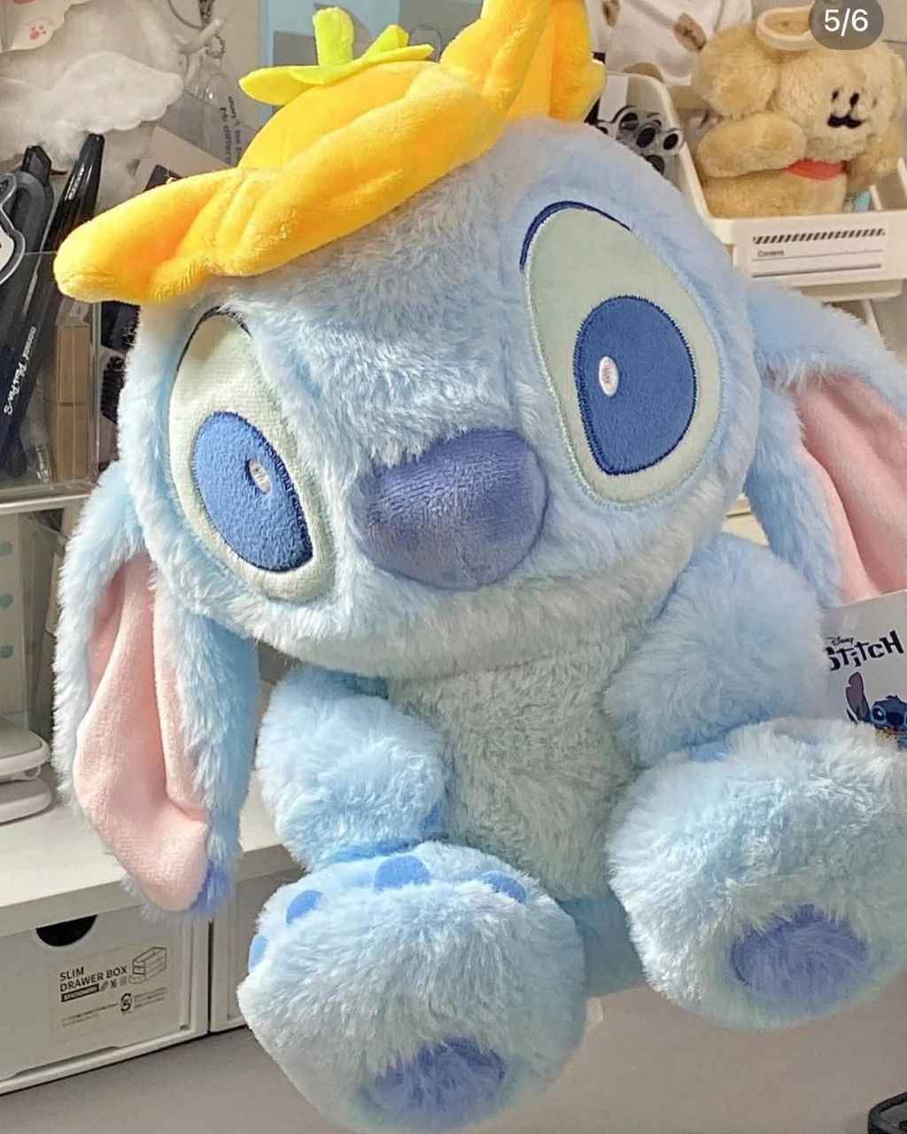 Плюшена играчка Стич с есенна тиквена шапка – 50 см