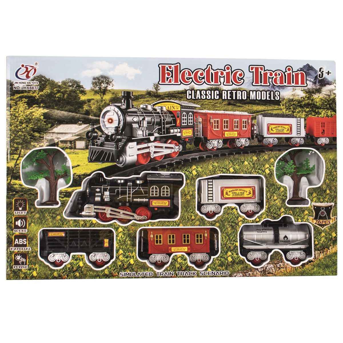 Ретро влак със светлина и звук – класически модел с релси