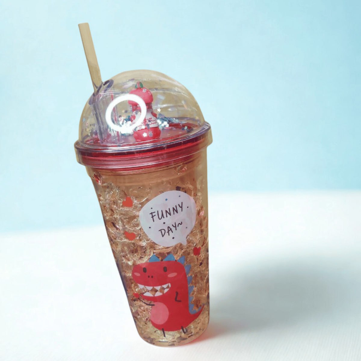 Светеща чаша с динозавър и сламка – Funny Dino Cup