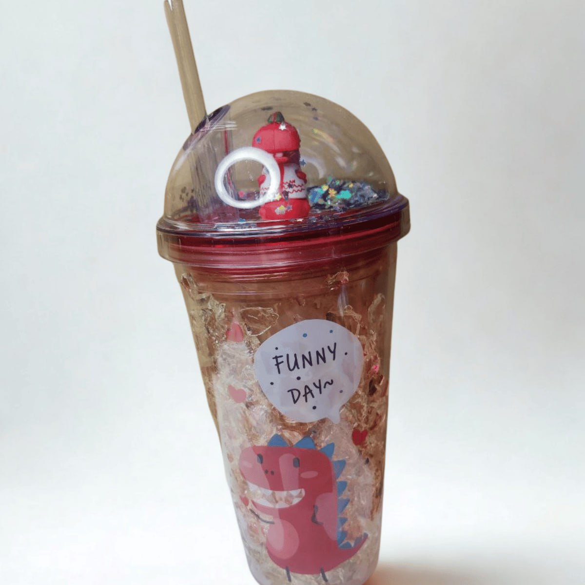 Светеща чаша с динозавър и сламка – Funny Dino Cup