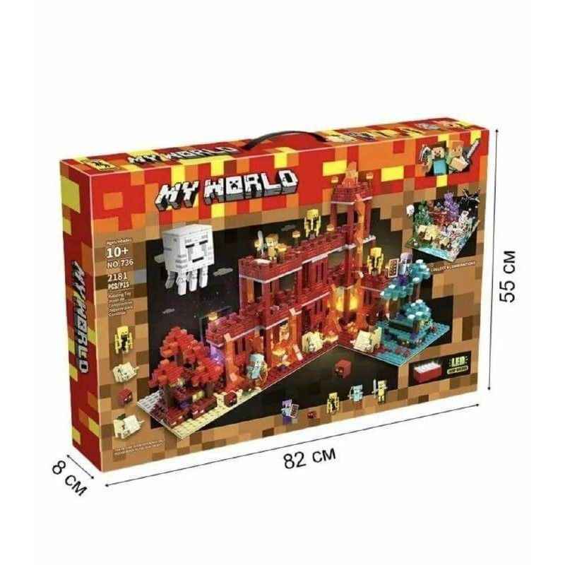 Огромен конструктор Minecraft My World - 2181 части с LED светлини