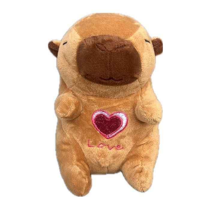 🐾 Плюшена Капибара LOVE Edition – 20 см (Червено или Синьо сърце)
