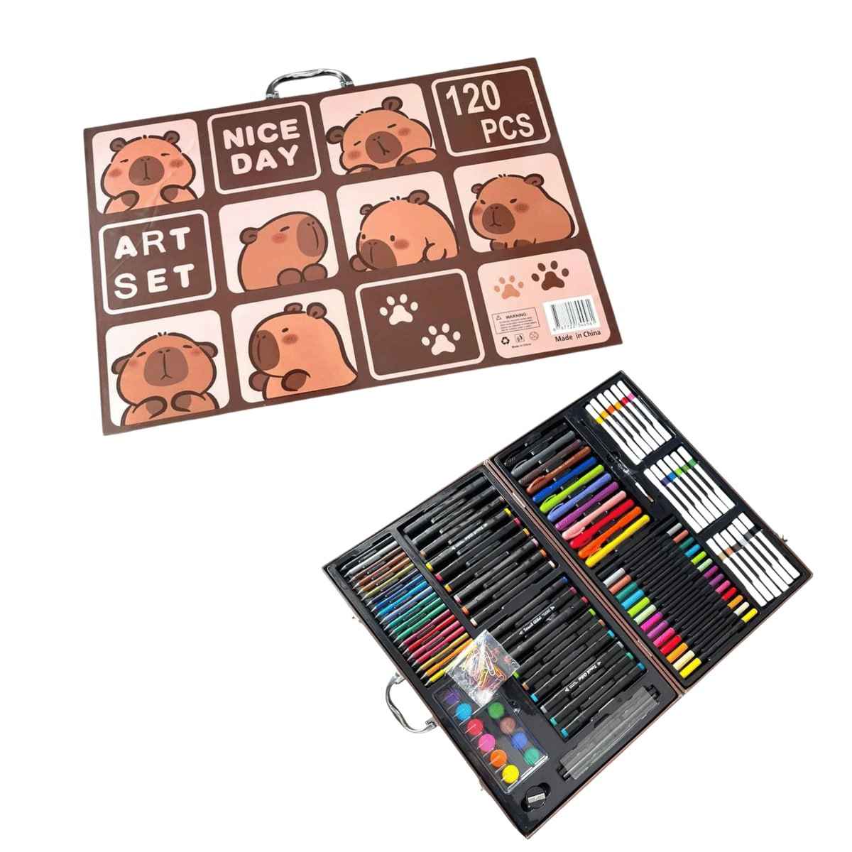 Метално куфарче за рисуване Капибара - комплект от 120 части