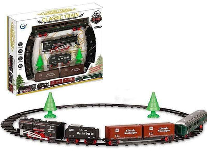 Класически електрически влак – комплект с релси, светлини и звук