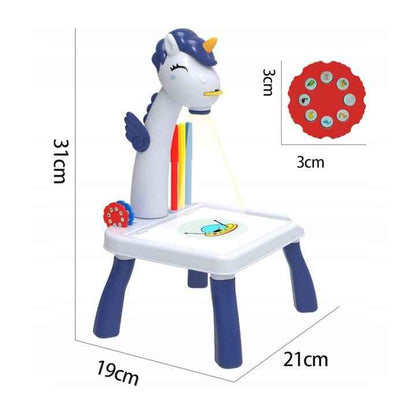 Детска проекционна масичка за рисуване с еднорог