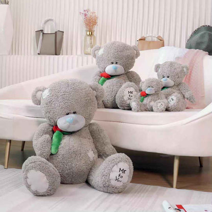 Плюшено мече с роза – нежен подарък с послание (80 см)