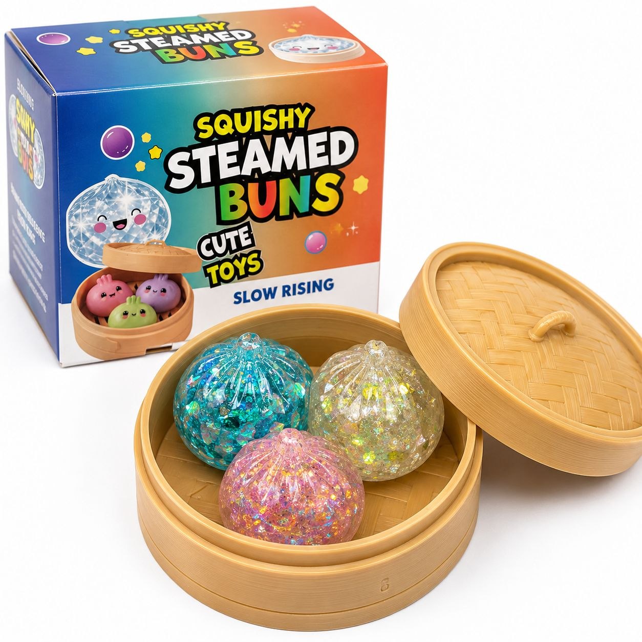 Squishy Steamed Buns – glitter 3 в 1 сет