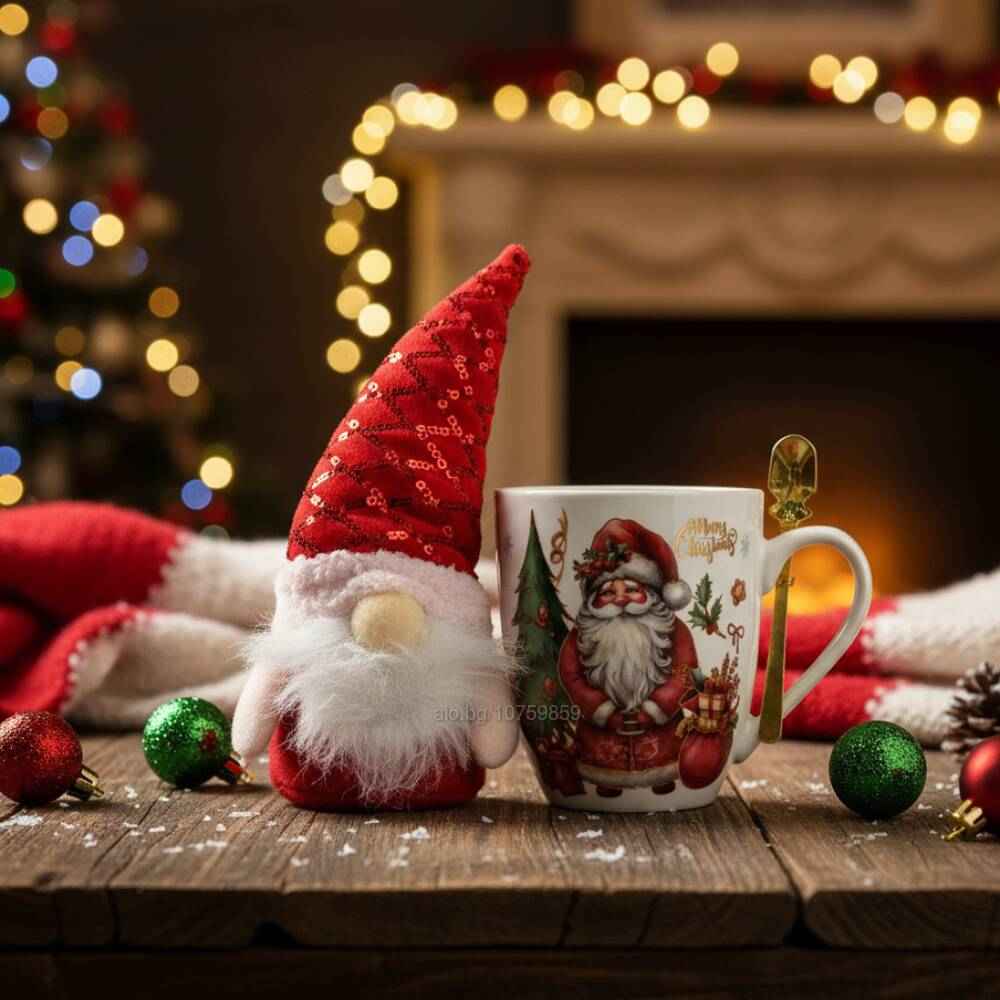 Коледен комплект – чаша с лъжичка и мека играчка